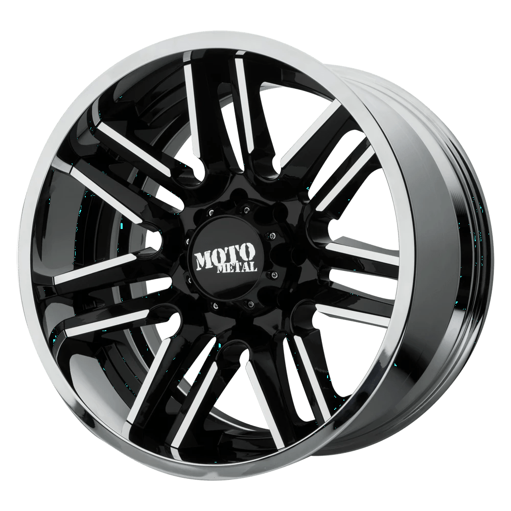 MOTO METAL MO202 GLOSS BLACK MACHINED CENTER CHROME LIP