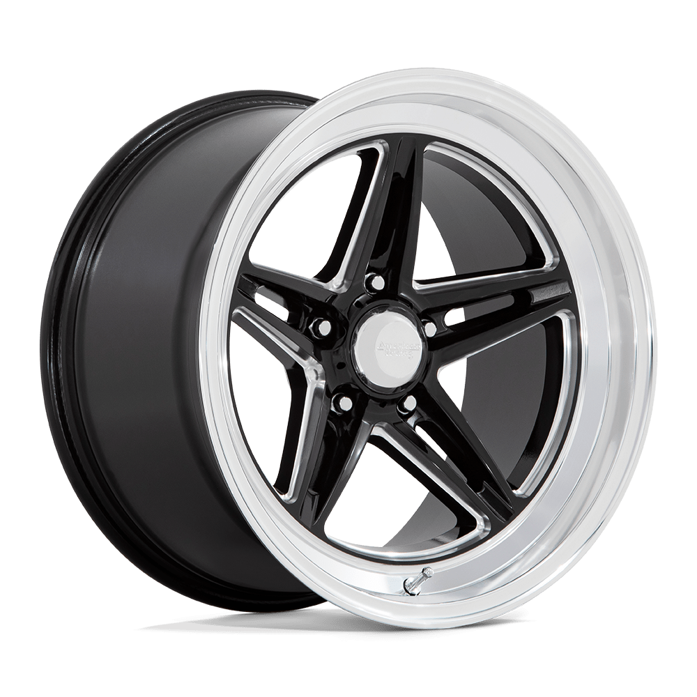 American Racing Vintage VN514 GROOVE Gloss Black Milled With Diamond Cut Lip Cast Aluminum Wheel