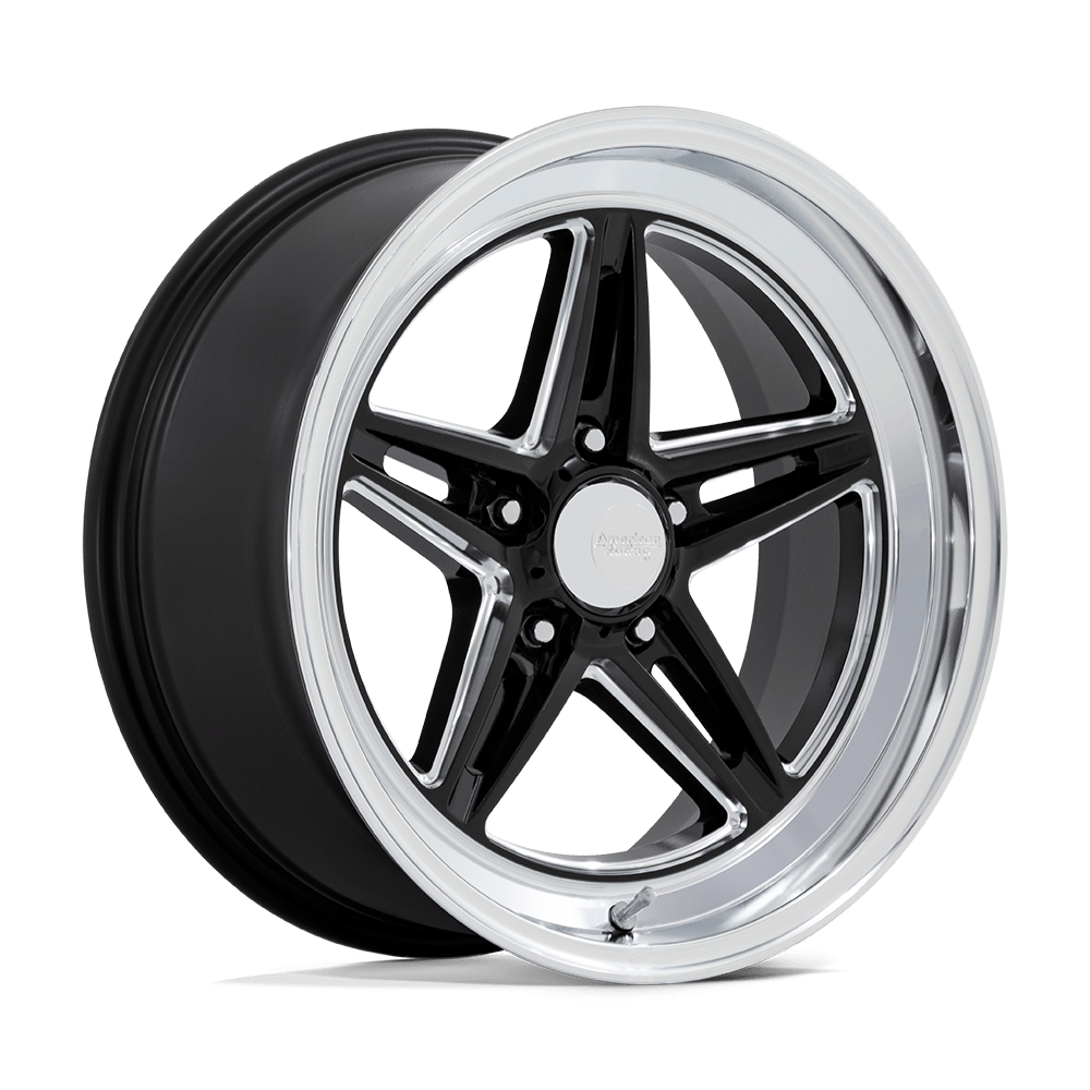 American Racing Vintage VN514 GROOVE Gloss Black Milled With Diamond Cut Lip Cast Aluminum Wheel