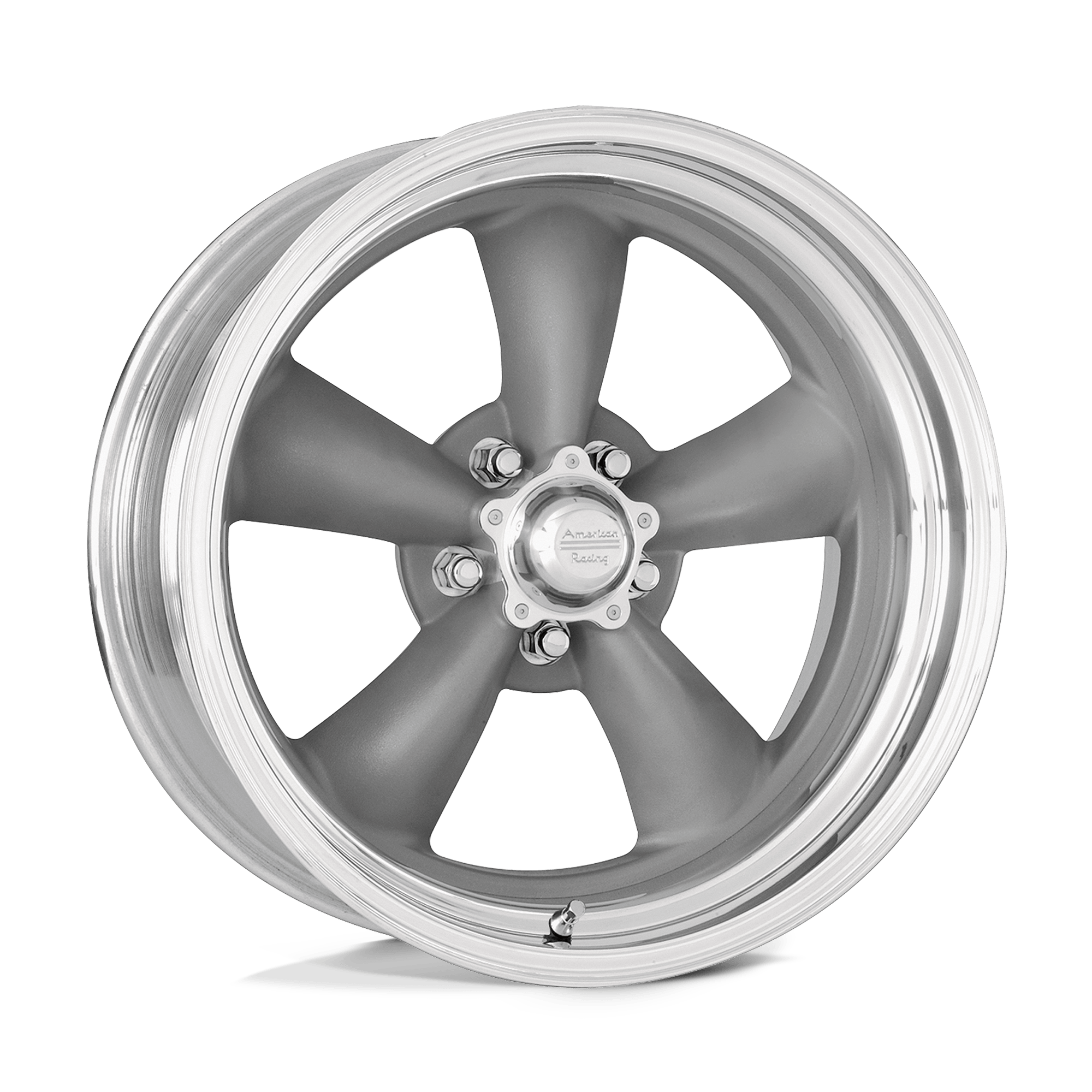 American Racing Vintage VN205 CLASSIC TORQ THRUST II CUSTOM Torq Thrust Gray Polished Lip Cast Center Forged Barrel Wheel