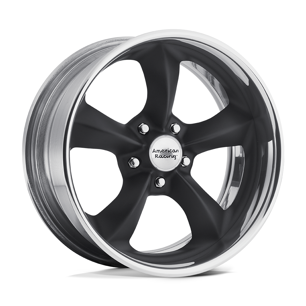 American Racing Vintage VN425 TORQ THRUST SL Hot Rod Black Polished Barrel Cast Center Forged Barrel Wheel